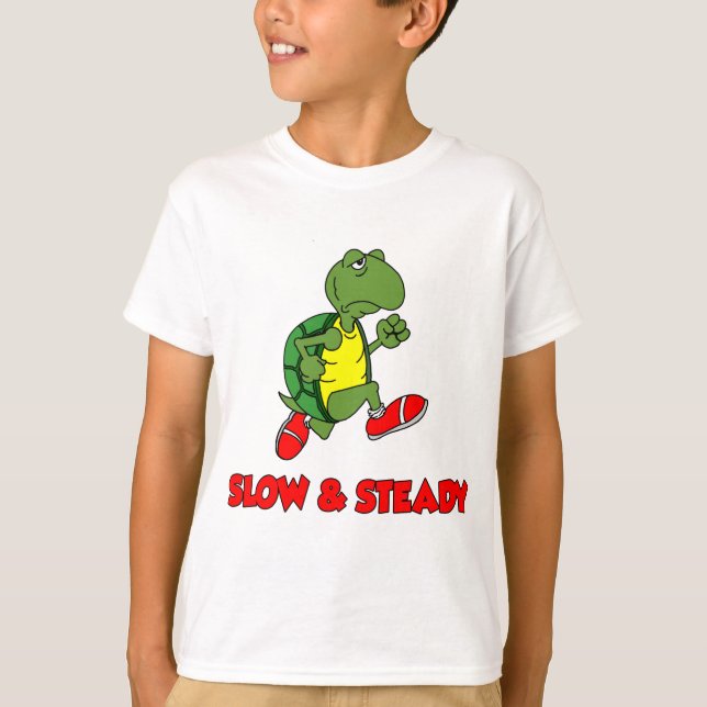 Slow And Steady Running Turtle T-Shirt (Front)