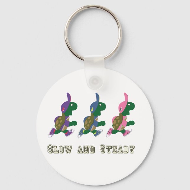 Slow and Steady Running Turtles Key Ring (Front)