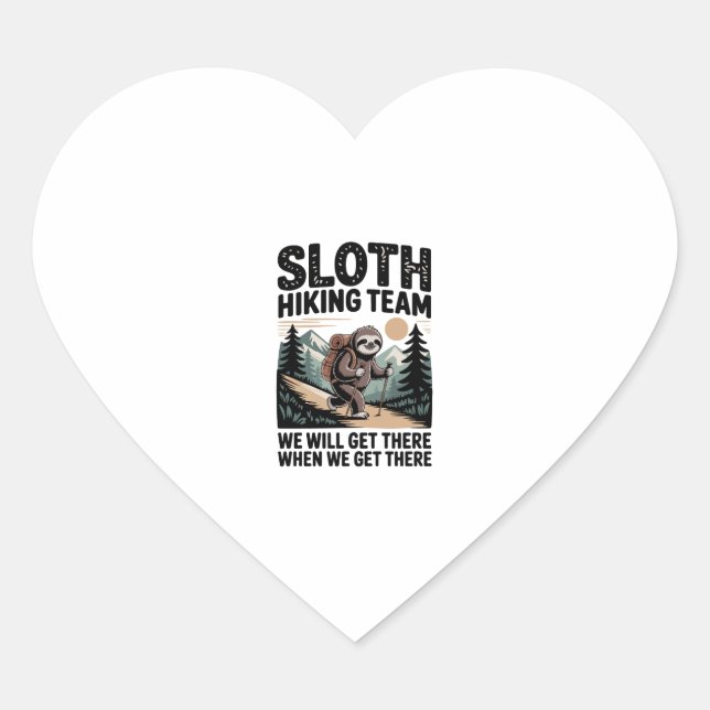 Slow and Steady Sloth Hiking Team Heart Sticker (Front)