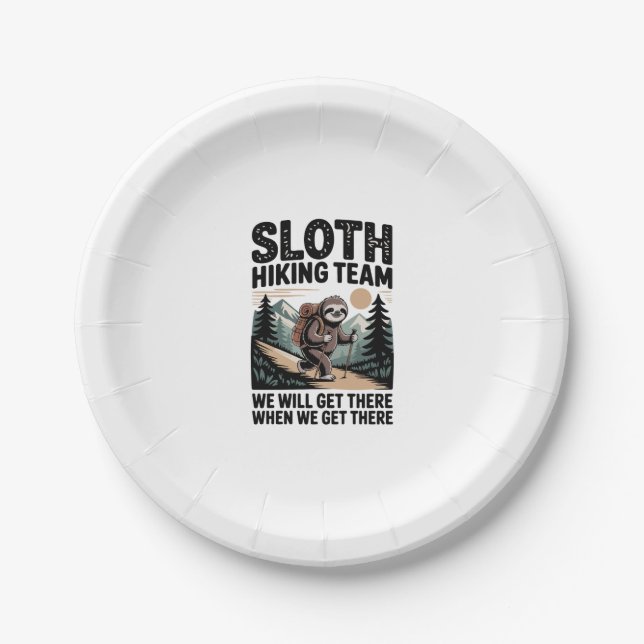 Slow and Steady Sloth Hiking Team Paper Plate (Front)