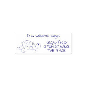 Slow and Steady Turtle Custom Positive Teacher Self-inking Stamp