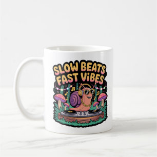 Slow Beats Fast Vibes Colourful Snail DJ Funny Coffee Mug