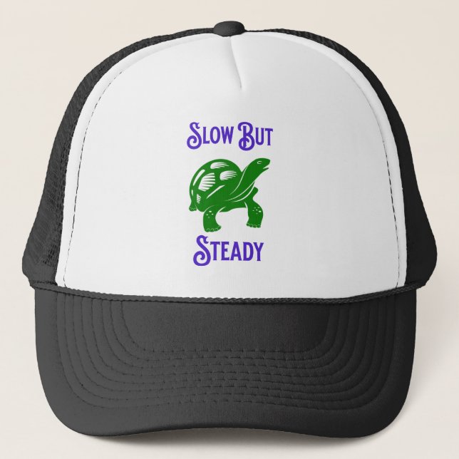 Slow but Steady Funny Turtle Trucker Hat (Front)