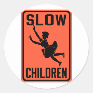 Slow Children, Traffic Warning Sign, USA Classic Round Sticker