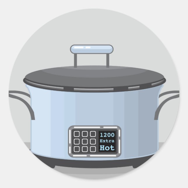 Slow cooking crock pot vector classic round sticker (Front)