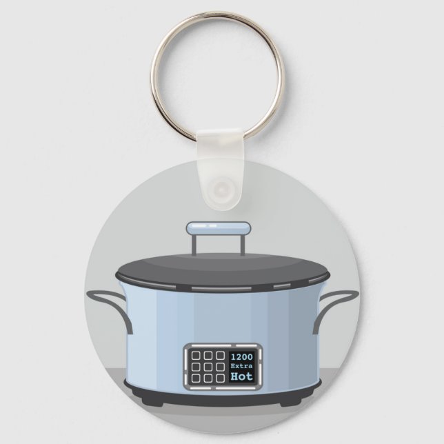 Slow cooking crock pot vector key ring (Front)