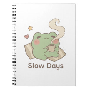 Slow Days Frog Notebook Cute Kawaii Journal