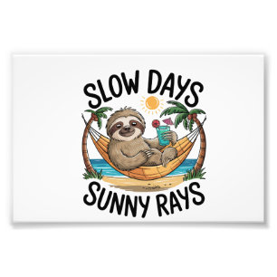 Slow Days Sunny Vibes Sloth Hammock Trop Photo Print