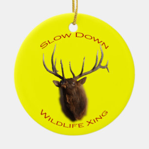 Slow Down Wildlife Crossing Ceramic Tree Decoration