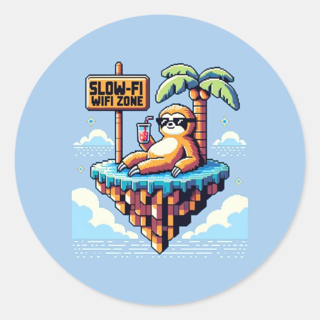 Slow-Fi WiFi Zone Classic Round Sticker (Front)