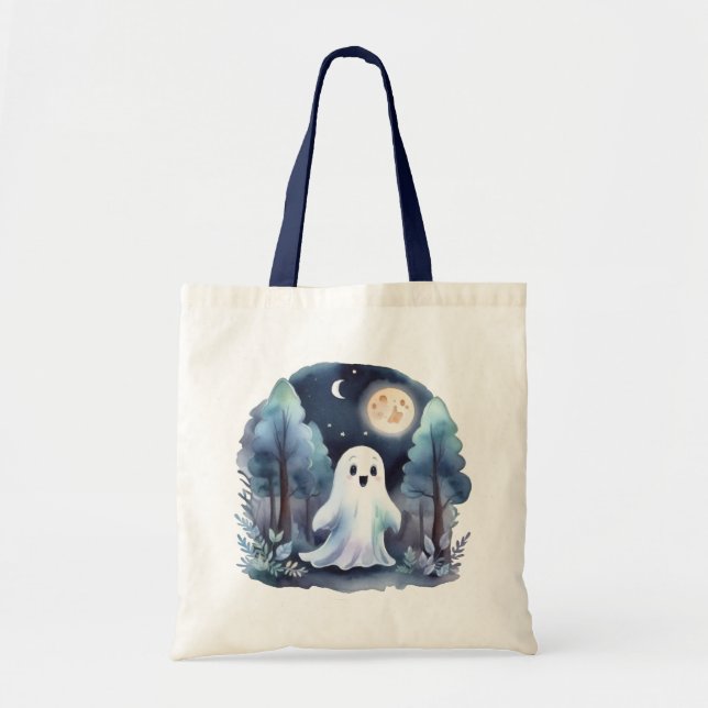 Slow Ghost in the Watercolor Forest Tote Bag (Front)