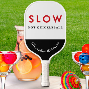 Slow Humour Funny Caption Retro Personalised Pickleball Paddle