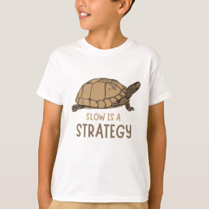 Slow Is a Strategy – Minimal Turtle Quote Design T-Shirt
