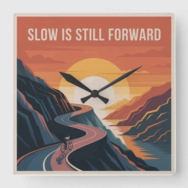 Slow Is Still Forward Square Wall Clock (Front)