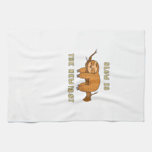 Slow is the new fast - relaxed and funny sloth T-S Tea Towel