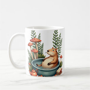 Slow Life Capybara Hot Tub Mushroom Cottagecore St Coffee Mug