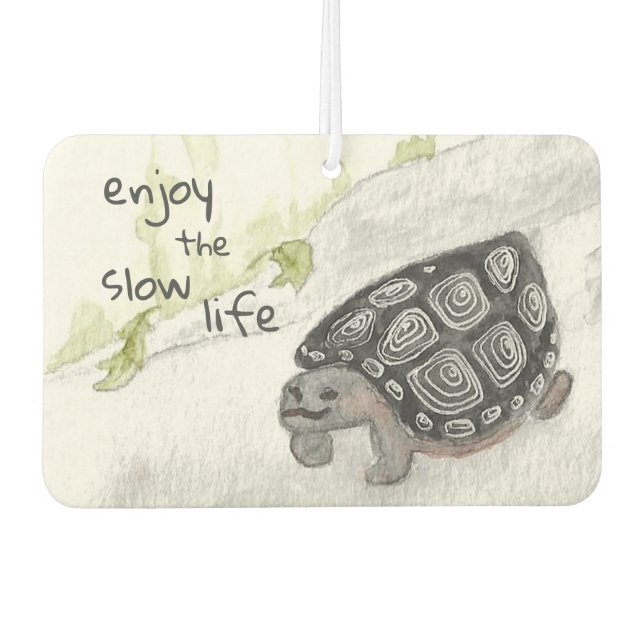 Slow Life Watercolor Turtle Car Air Freshener (Front)
