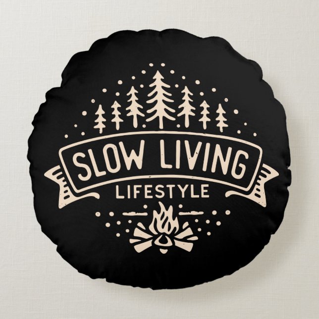 Slow Living Lifestyle Round Cushion (Front)