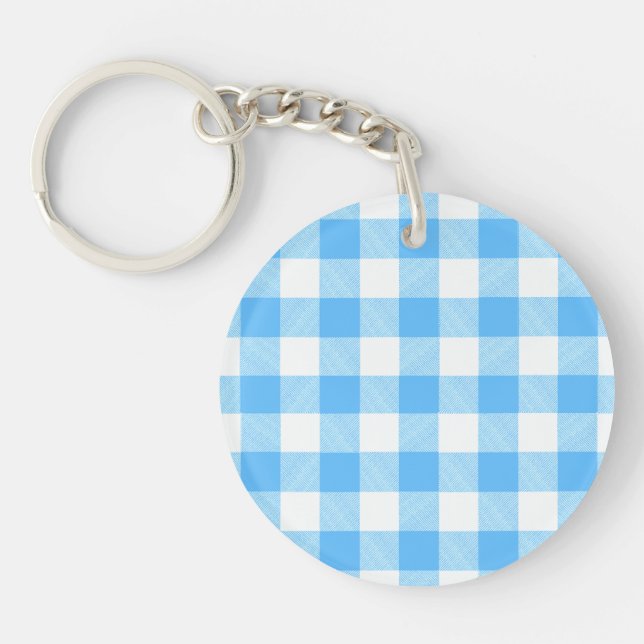 Slow-Living Summer Sky Check Key Ring (Front)