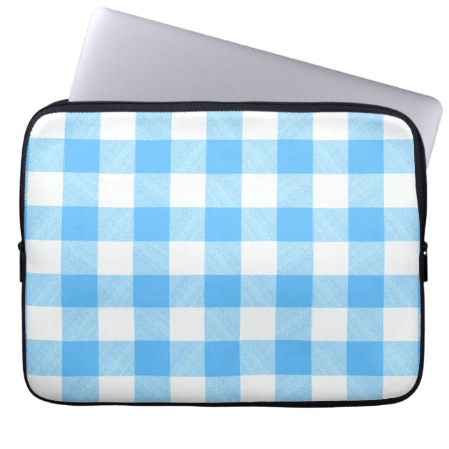 Slow-Living Summer Sky Check Laptop Sleeve (Front)
