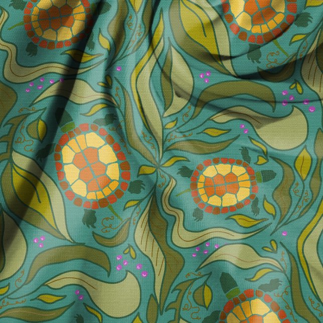 Slow Living Turtle Art Pattern Fabric (Creator Uploaded)