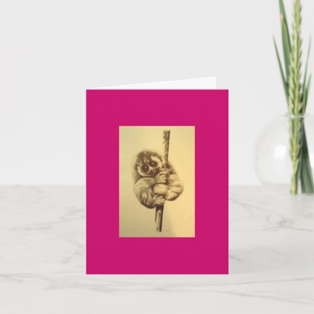 Slow Loris Birthday Card - Pink (Front)