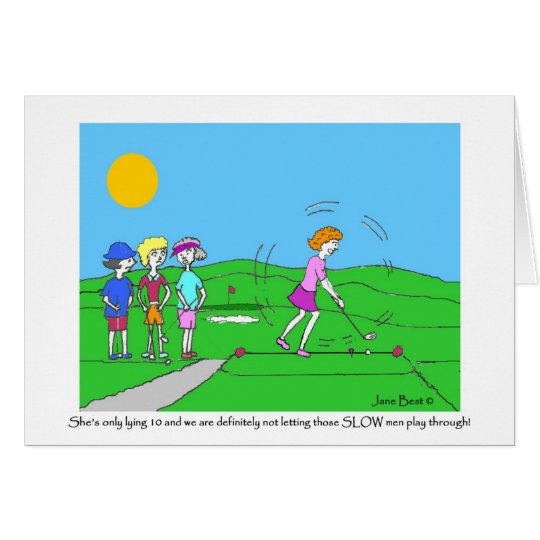 Slow Men Golf Cartoon Greeting Card Zazzle.co.uk pic