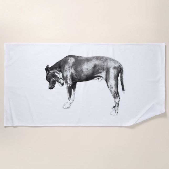 Slow Morning Energy – Relaxed Dog Beach Towel (Front)