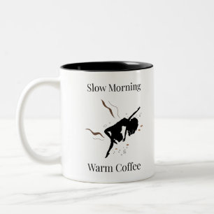 Slow Morning Warm Coffee Silhouette Art Two-Tone Coffee Mug