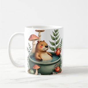 Slow Mornings Capybara Cottagecore Watercolor Mug