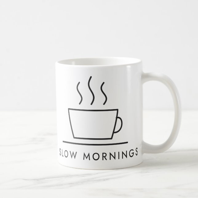 Slow Mornings Coffee Line Drawing Mug (Right)