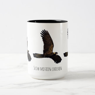 Slow motion chicken Two-Tone coffee mug