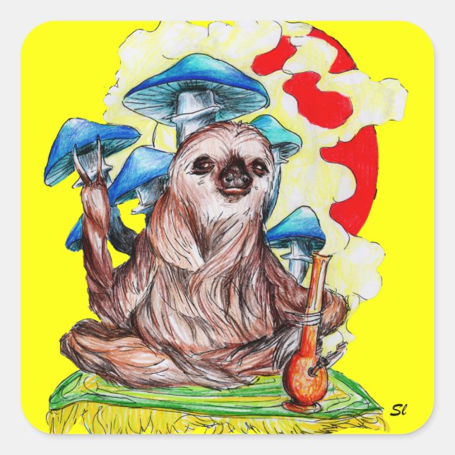 Slow Moves and Good Vibes Square Sticker (Front)