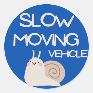 Slow Moving Vehicle Funny Road Safety Bumper Classic Round Sticker