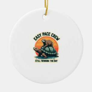Slow Pace Squad Vintage Animal Runner Shirt 2 Ceramic Tree Decoration