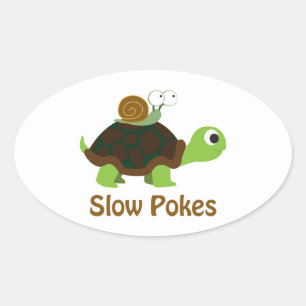 Slow Pokes - Turtle and Snail Oval Sticker
