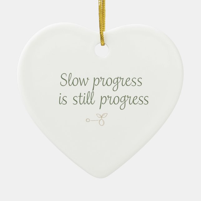 Slow Progress Is Still Progress – Calm Minimal Ceramic Tree Decoration (Front)