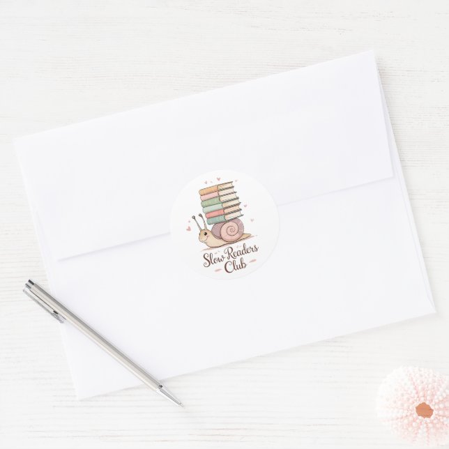 Slow Reader Club – Cute Bookish Snail Sticker (Envelope)