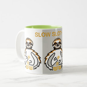 Slow SLOTH Vibes - Wildlife - Nature Two-Tone Coffee Mug