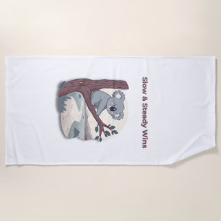 **"Slow & Steady Wins – Motivational Cute Koala "* Beach Towel