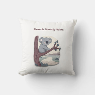 **"Slow & Steady Wins – Motivational Cute Koala "* Cushion