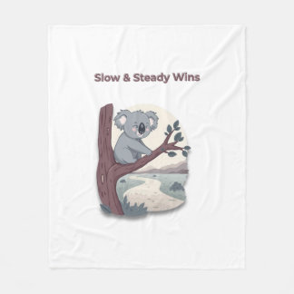 **"Slow & Steady Wins – Motivational Cute Koala "* Fleece Blanket