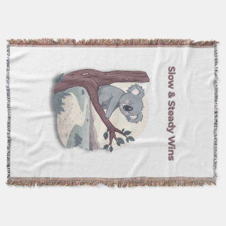**"Slow & Steady Wins – Motivational Cute Koala "* Throw Blanket