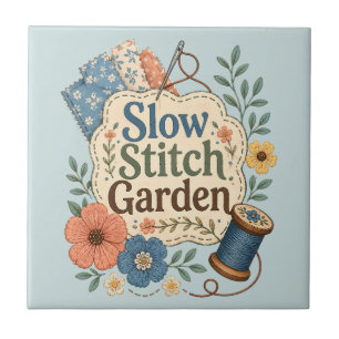 Slow Stitch Garden Cottagecore Floral Sewing Tile