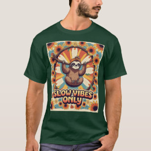 Slow Vibes Only – Retro Sloth Groove T-Shirt