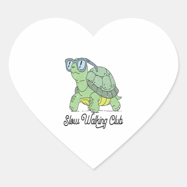 Slow Walking Club Cute Funny Turtle Heart Sticker (Front)