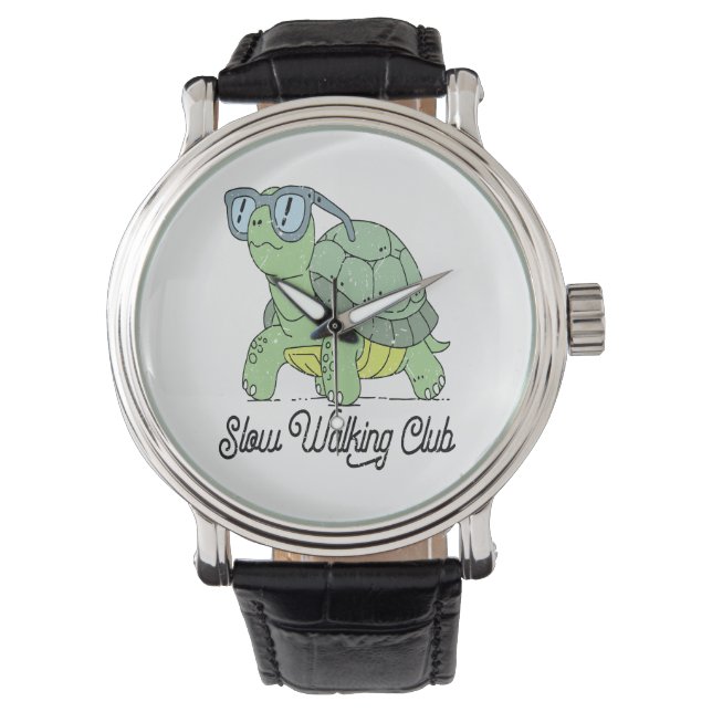 Slow Walking Club Cute Funny Turtle Watch (Front)