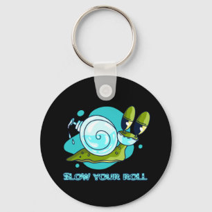 Slow Your Roll Funny Snail with Sanitizer Key Ring