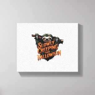 Slowly Creeping This Halloween - Creepy Sloth Clas Canvas Print