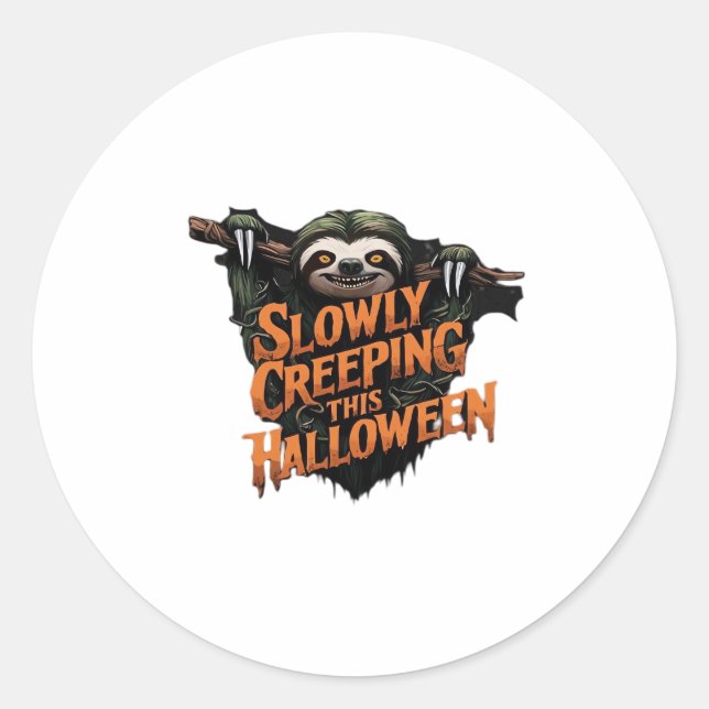 Slowly Creeping This Halloween - Creepy Sloth Clas Classic Round Sticker (Front)